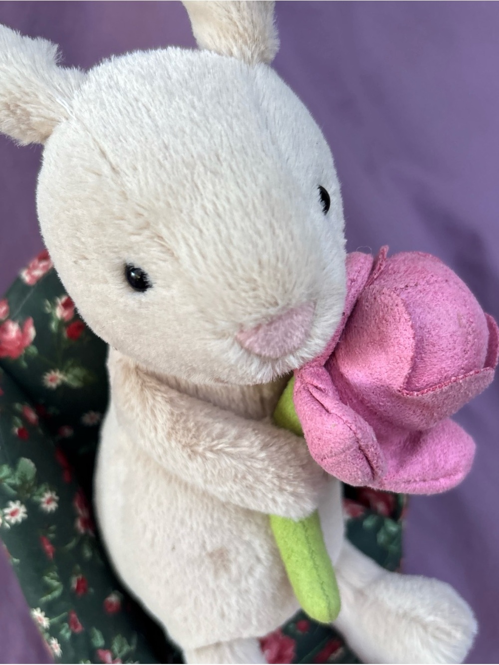 RETIRED Jellycat BONNIE BUNNY w/ PEONY pink flower Genuine US seller collect HTF - Picture 7 of 16